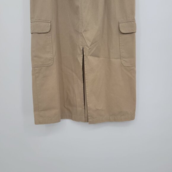 Sag Harbor Women's 100%‎ Cotton Maxi Cargo Skirt Size small Elastic Waist Khaki - Picture 5 of 8